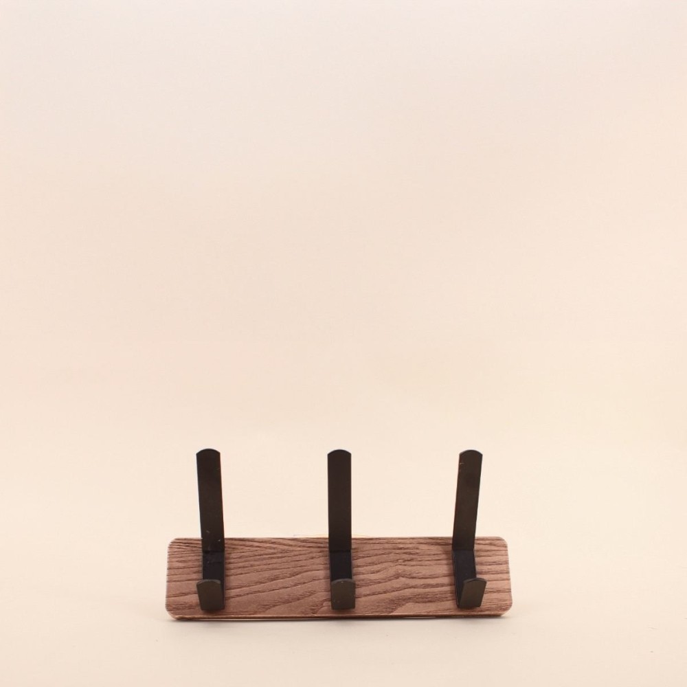 Patère bois foncé métal noir 30cm design chic | Hashtag Déco