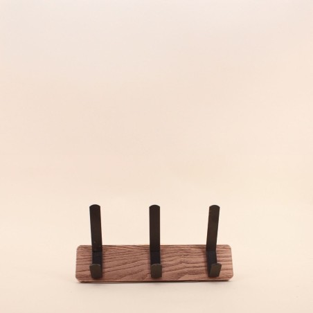 Patère bois foncé métal noir 30cm design chic | Hashtag Déco