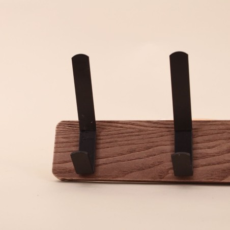 Patère bois foncé métal noir 30cm design chic | Hashtag Déco