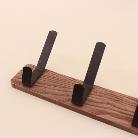 Patère bois foncé métal noir 30cm design chic | Hashtag Déco