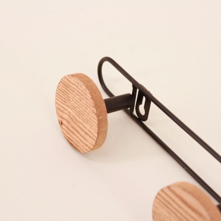 Patère métal noir frêne 49x6 cm élégante | Hashtag Déco