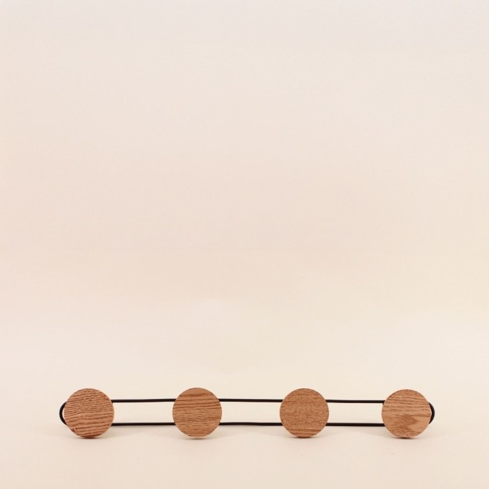 Patère métal noir frêne 49x6 cm élégante | Hashtag Déco