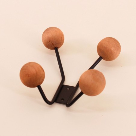 Patère design bois métal noir 4 têtes élégante | Hashtag Déco