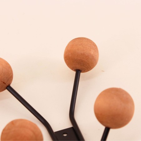 Patère design bois métal noir 4 têtes élégante | Hashtag Déco