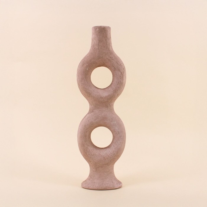 Bougeoir donuts en grès sable 45cm, élégance assurée | Hashtag Déco