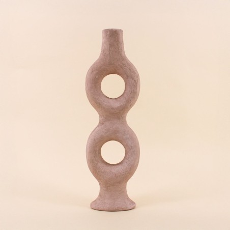 Bougeoir donuts en grès sable 45cm, élégance assurée | Hashtag Déco