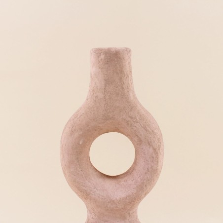 Bougeoir donuts en grès sable 45cm, élégance assurée | Hashtag Déco