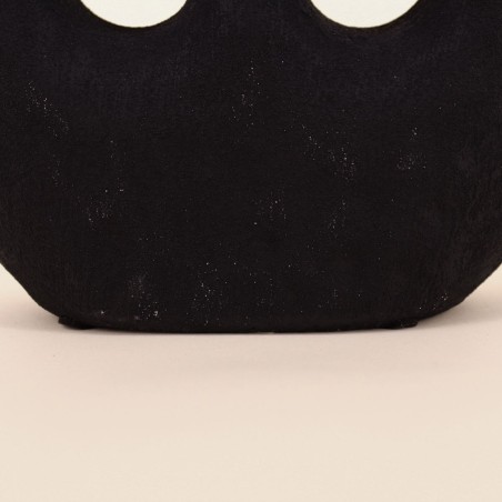 Bougeoir ethnique céramique noir 24cm | Hashtag Déco
