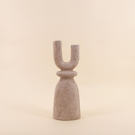 Bougeoir design grès sable 37cm | Hashtag Déco