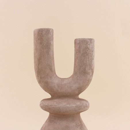Bougeoir design grès sable 37cm | Hashtag Déco