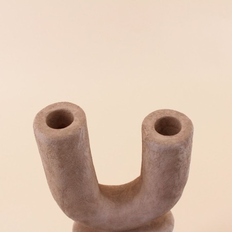 Bougeoir design grès sable 37cm | Hashtag Déco