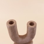 Bougeoir design grès sable 37cm | Hashtag Déco