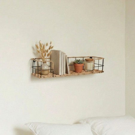 Étagère murale corde et métal 55cm noire | Hashtag Déco