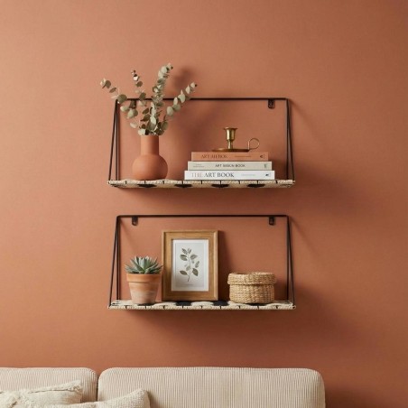 Etagere murale fibres naturelles beige 40x18x26cm | Hashtag Déco