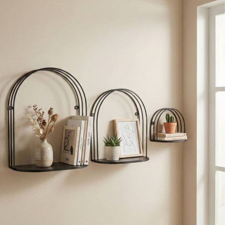 Set de 3 étagères murales métal noir | Hashtag Déco