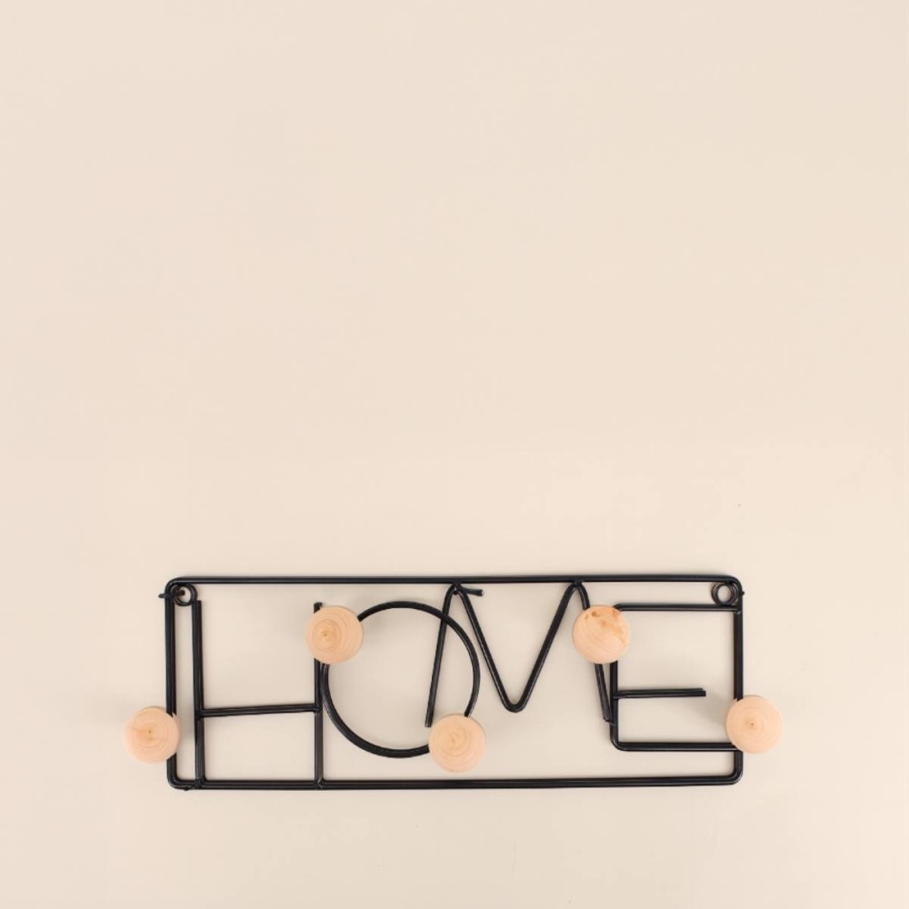 Patère en métal noir "Home" 40cm | Hashtag Déco
