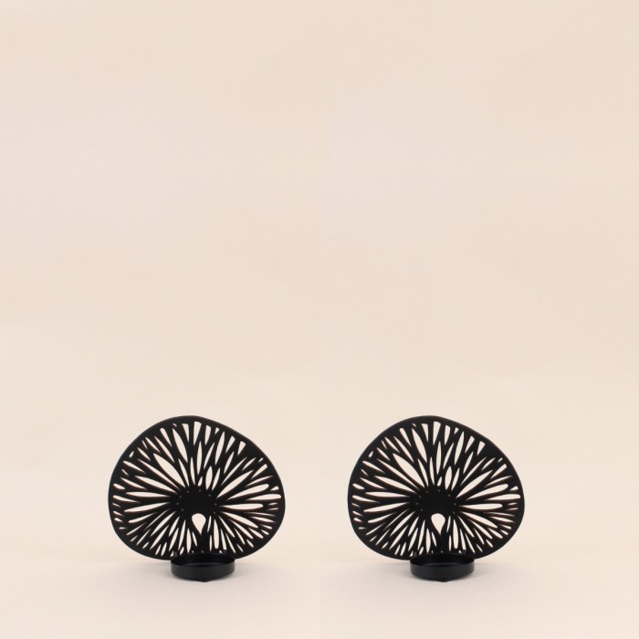 Lot de 2 photophores métal noir 14cm | Hashtag Déco