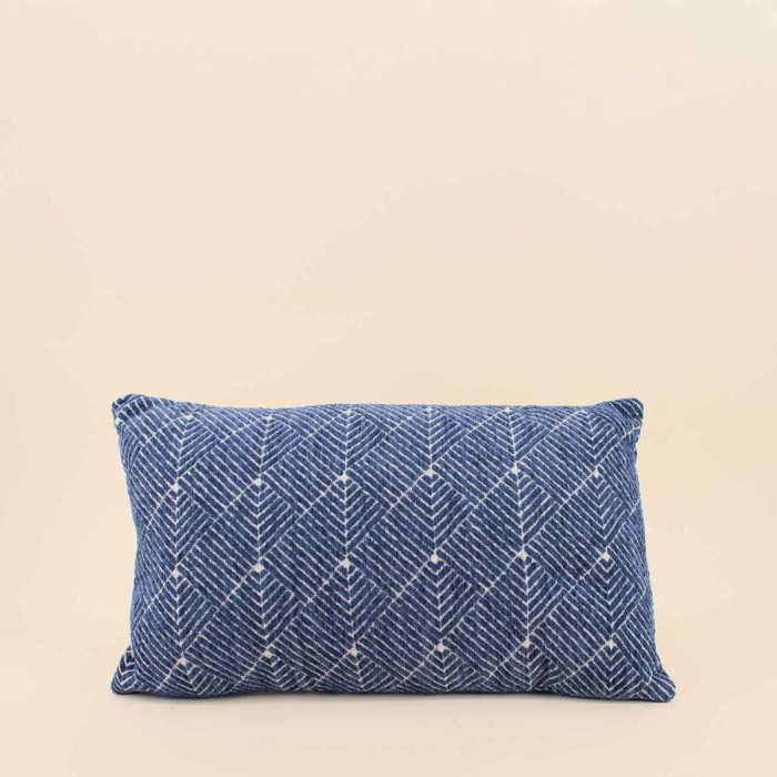 Coussin à motifs géométriques coton bleu 30x50 | Hashtag Déco