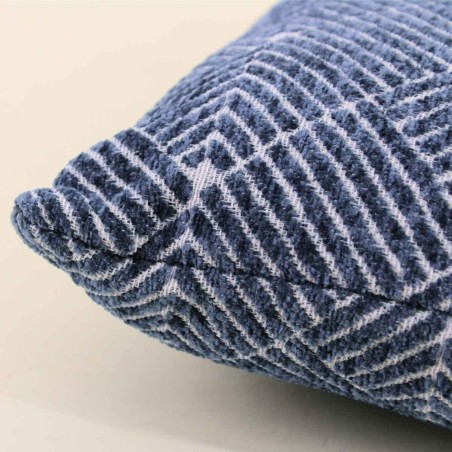 Coussin à motifs géométriques coton bleu 30x50 | Hashtag Déco
