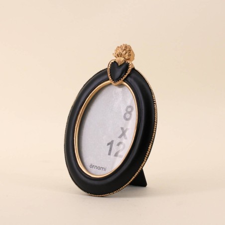 Cadre photo ovale noir résine 19cm | Hashtag Déco