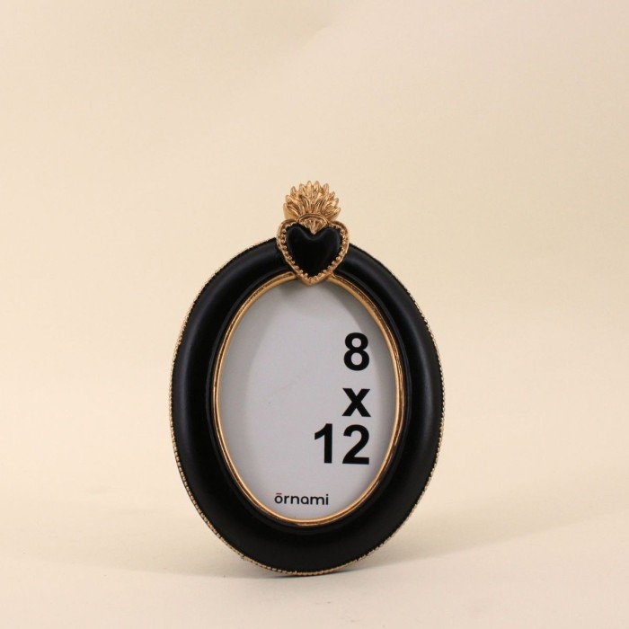 Cadre photo ovale noir résine 19cm | Hashtag Déco