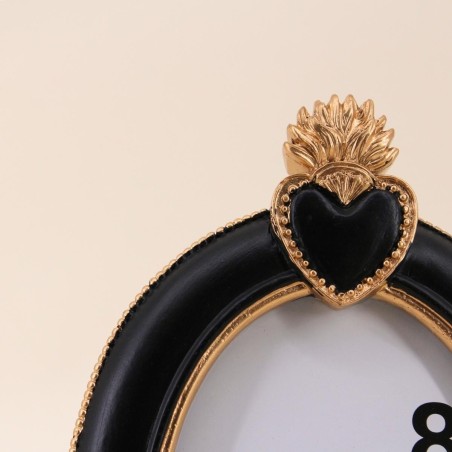 Cadre photo ovale noir résine 19cm | Hashtag Déco