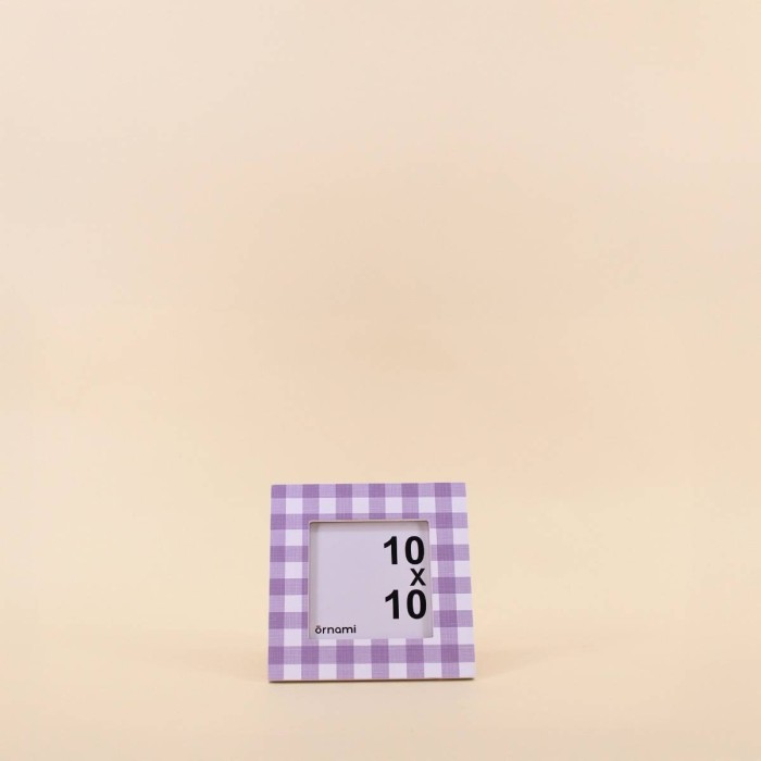 Cadre photo vichy violet blanc bois 15x15cm | Hashtag Déco