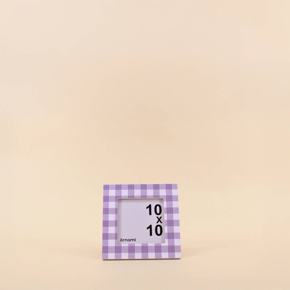 Cadre photo vichy violet blanc bois 15x15cm | Hashtag Déco