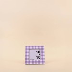 Cadre photo vichy violet blanc bois 15x15cm | Hashtag Déco