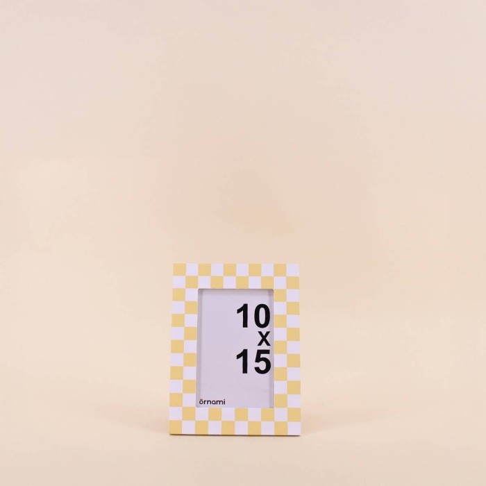 Cadre photo vichy jaune en verre | Hashtag Déco