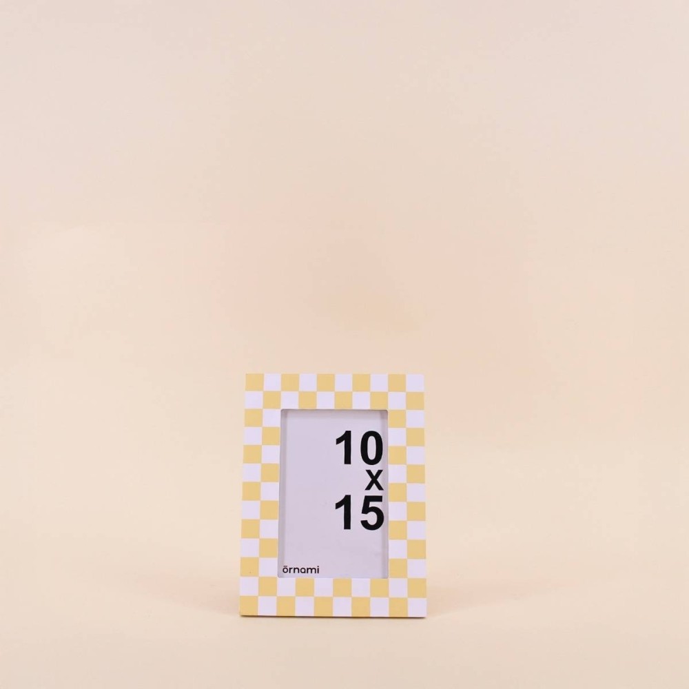 Cadre photo vichy jaune en verre | Hashtag Déco