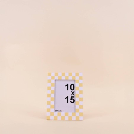 Cadre photo vichy jaune en verre | Hashtag Déco