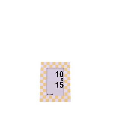 Cadre photo vichy jaune en verre | Hashtag Déco