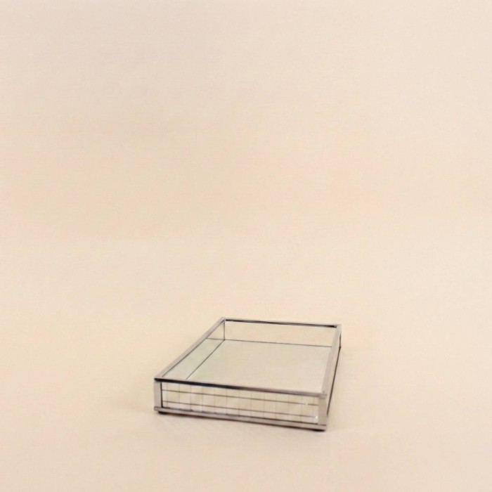 Plateau miroir argenté en métal 24x14cm | Hashtag Déco