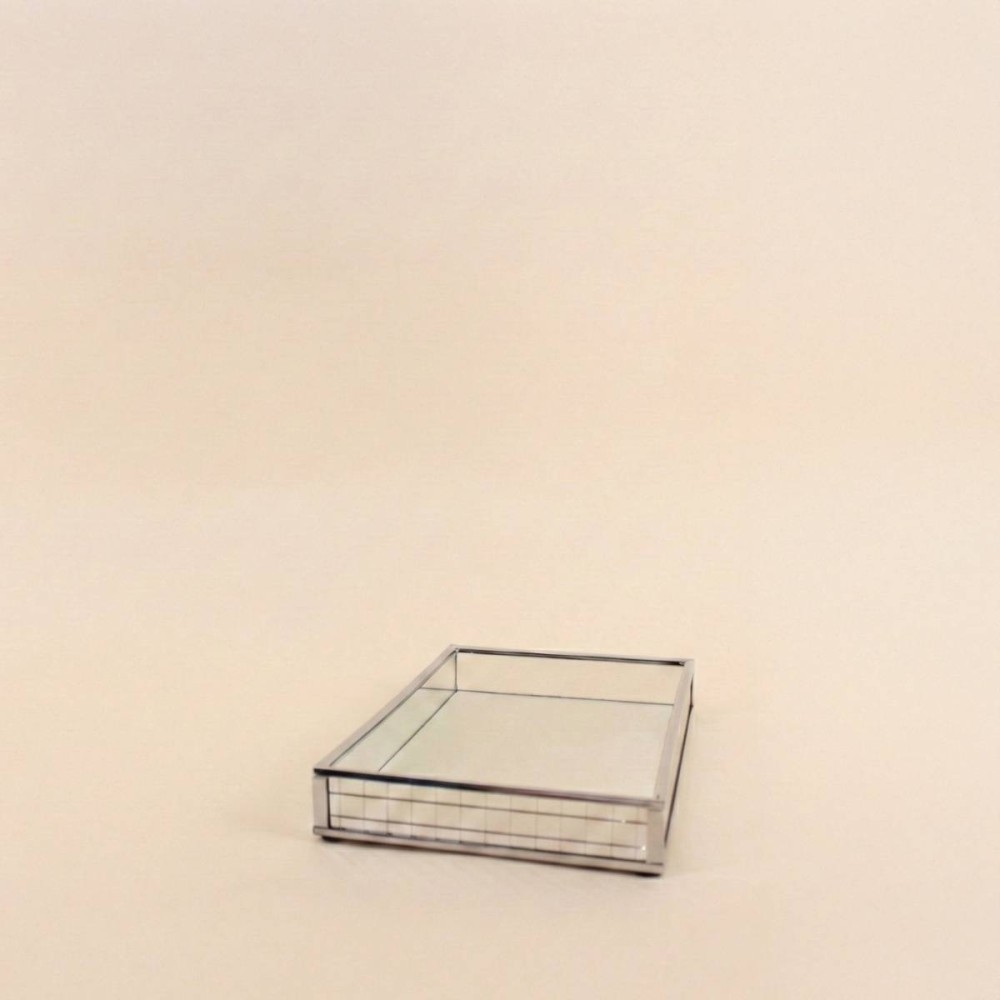Plateau miroir argenté en métal 24x14cm | Hashtag Déco