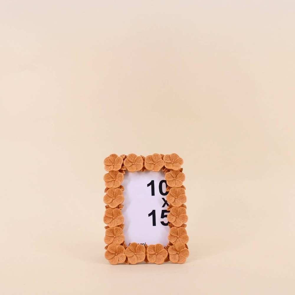 Cadre photo fleurs résine beige 10x15cm | Hashtag Déco