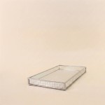 Plateau miroir gris en métal 29x18cm élégant | Hashtag Déco