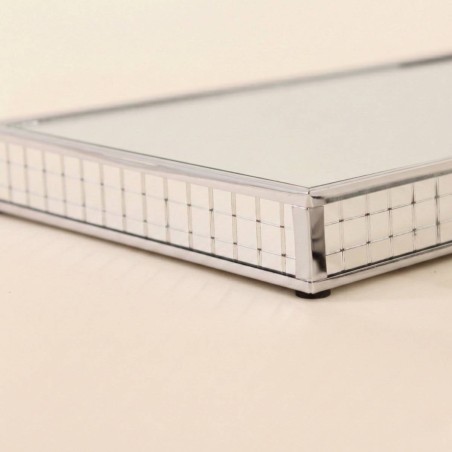 Plateau miroir gris en métal 29x18cm élégant | Hashtag Déco