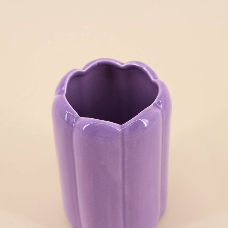 Vase festonné violet dolomite 15 cm | Hashtag Déco