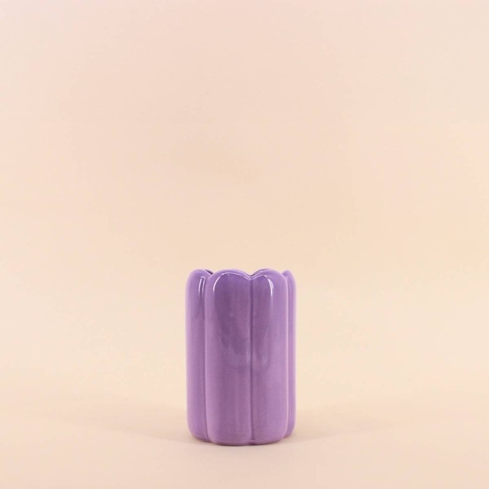 Vase festonné violet dolomite 15 cm | Hashtag Déco