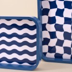 Set de 3 plateaux MDF bleu et blanc | Hashtag Déco