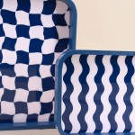 Set de 3 plateaux MDF bleu et blanc | Hashtag Déco