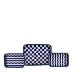 Set de 3 plateaux MDF bleu et blanc | Hashtag Déco