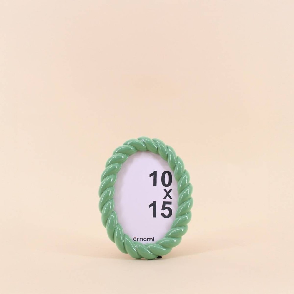 Cadre photo ovale vert en résine | Hashtag Déco