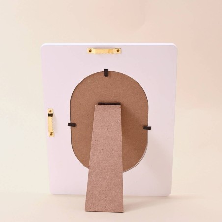 Cadre photo rayé jaune/blanc 17x22 cm en PVC | Hashtag Déco