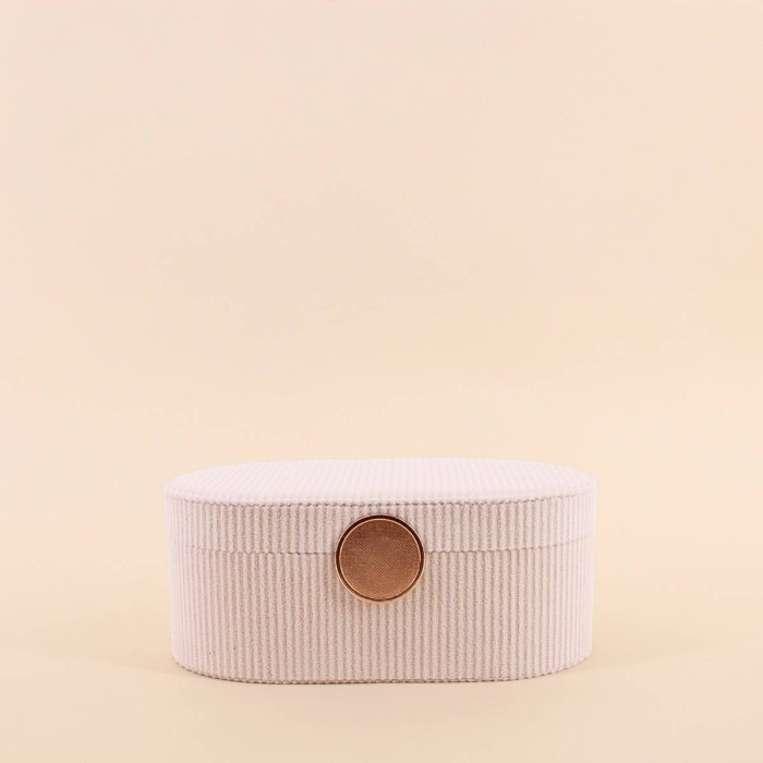 Boite à bijoux velours beige élégant 22x13cm | Hashtag Déco