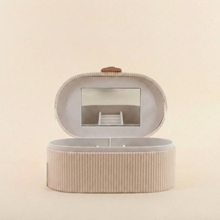 Boite à bijoux velours beige élégant 22x13cm | Hashtag Déco