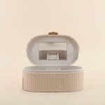 Boite à bijoux velours beige élégant 22x13cm | Hashtag Déco