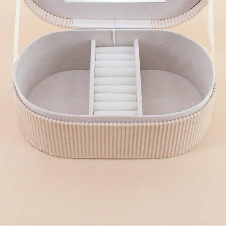 Boite à bijoux velours beige élégant 22x13cm | Hashtag Déco