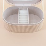 Boite à bijoux velours beige élégant 22x13cm | Hashtag Déco